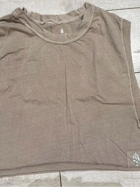 Free People Taupe Cropped Muscle Tank